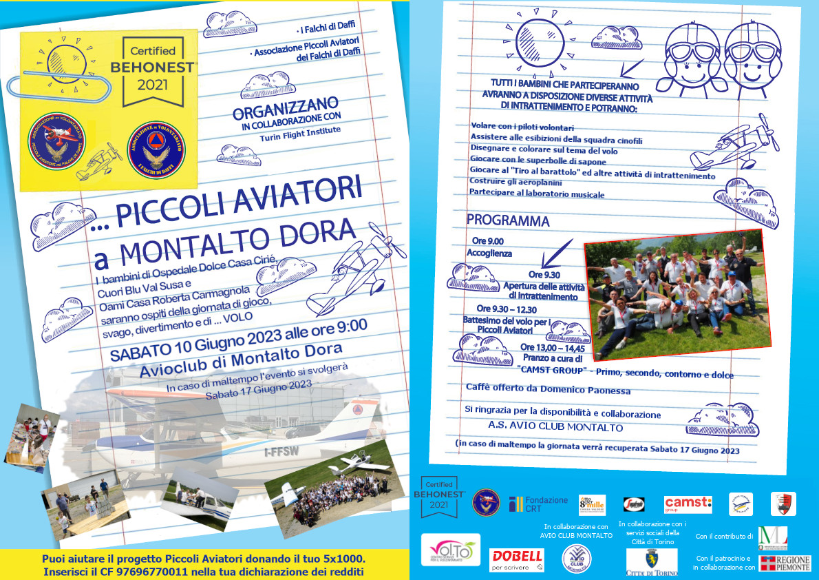 Piccoli aviatori a Montalto Dora - Locandina e programma definitivo